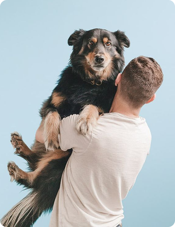 Man hugging a dog